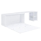 Cama Murphy de madera tamaño queen con escritorio giratorio, gabinete plegable