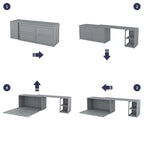 Cama Murphy de madera tamaño queen con escritorio giratorio, gabinete plegable