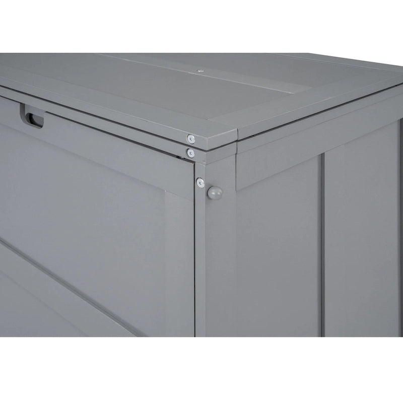 Cama Murphy de madera tamaño queen con escritorio giratorio, gabinete plegable