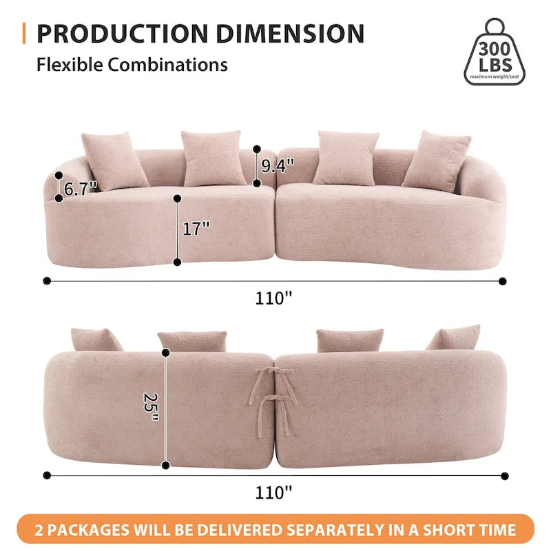 Sofá clásico de 4 plazas 110 Foam con 4 almohadas para apartamento