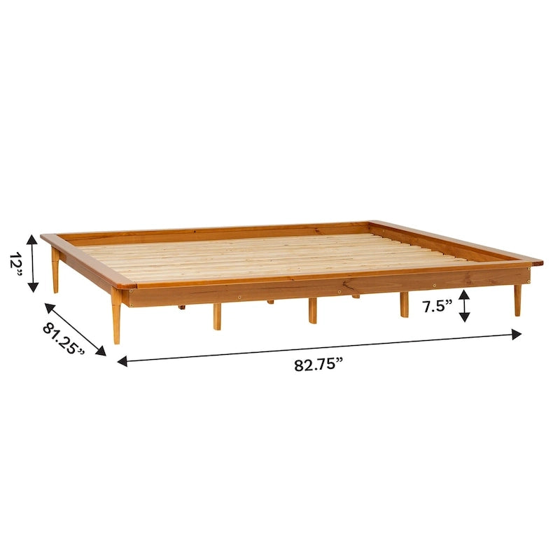 Cama de plataforma de madera maciza tamaño King