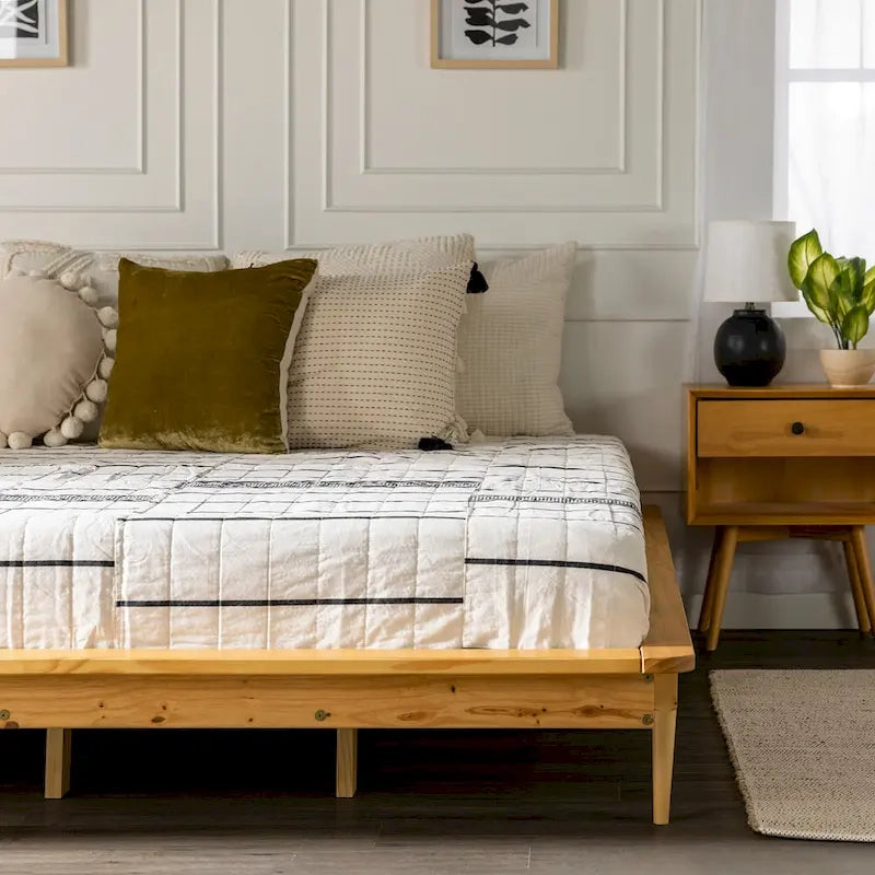 Cama de plataforma de madera maciza tamaño King