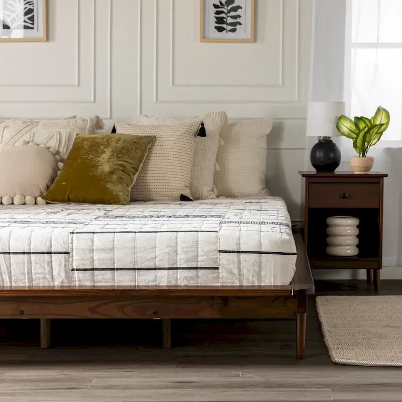 Cama de plataforma de madera maciza tamaño King
