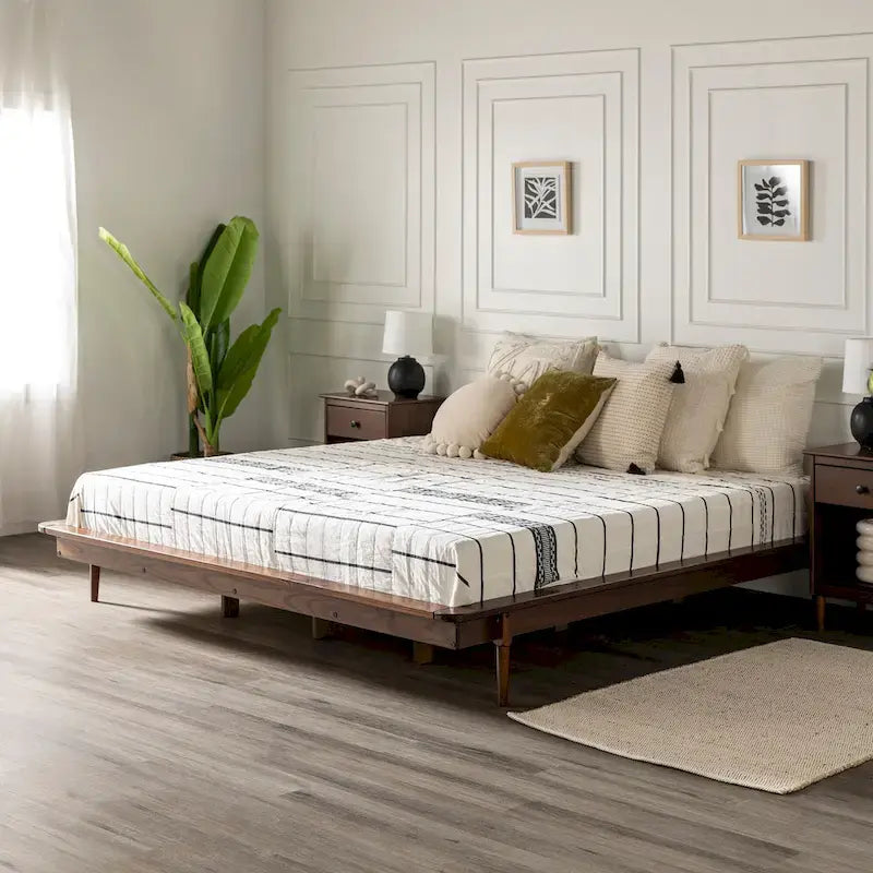 Cama de plataforma de madera maciza tamaño King