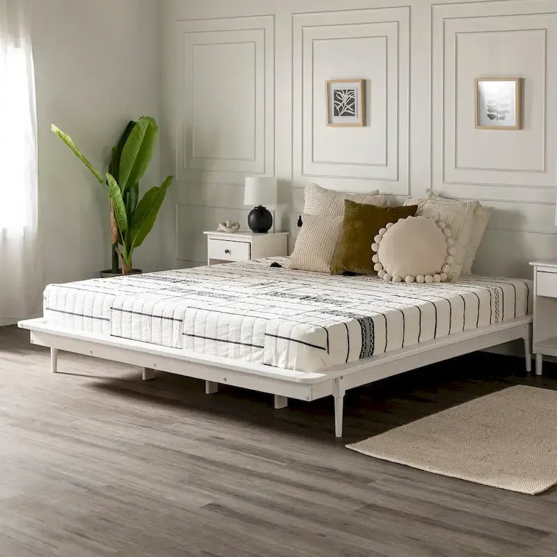 Cama de plataforma de madera maciza tamaño King