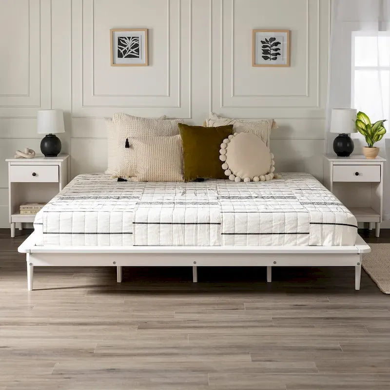 Cama de plataforma de madera maciza tamaño King