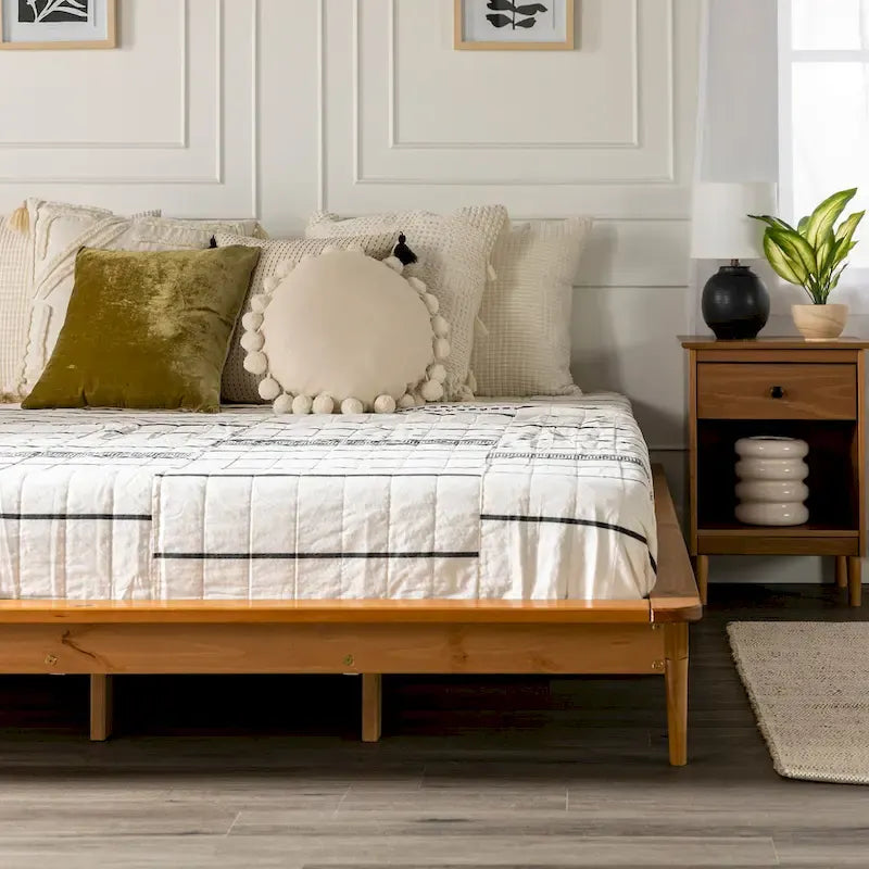 Cama de plataforma de madera maciza tamaño King