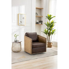 Sillón giratorio Barrel, Cómodo sillón redondo decorativo para sala de estar, Sillón club Barrel giratorio 360 grados, Sillón de ocio
