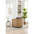 Sillón giratorio Barrel, Cómodo sillón redondo decorativo para sala de estar, Sillón club Barrel giratorio 360 grados, Sillón de ocio