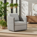Sillón giratorio Barrel, Cómodo sillón redondo decorativo para sala de estar, Sillón club Barrel giratorio 360 grados, Sillón de ocio