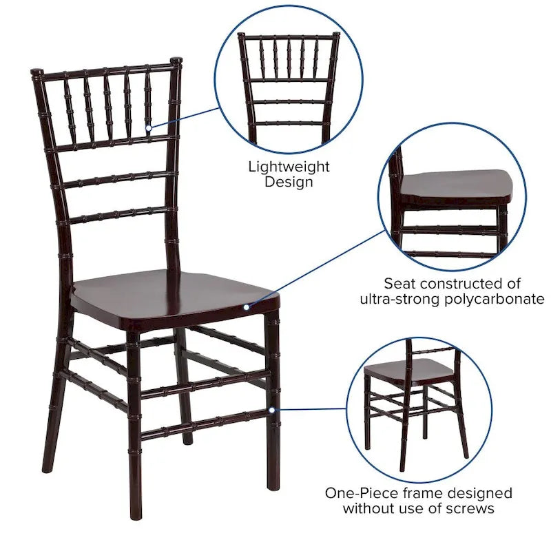 Silla Chiavari apilable de resina - Asientos para hostelería y eventos