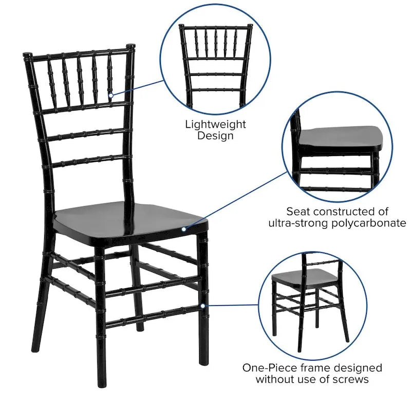 Silla Chiavari apilable de resina - Asientos para hostelería y eventos