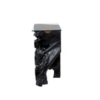 Mesa Consola de Tocón de Teca con Borde Natural y Cubierta de Vidrio Transparente - Negro - 16 An. x 49 L x 32 Al.