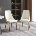 Sillas de comedor modernas de piel sintética en blanco crema (juego de 2) - N/A