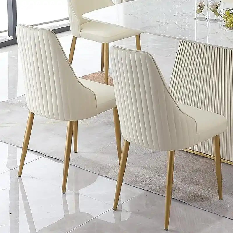 Sillas de comedor modernas de piel sintética en blanco crema (juego de 2) - N/A