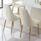Sillas de comedor modernas de piel sintética en blanco crema (juego de 2) - N/A