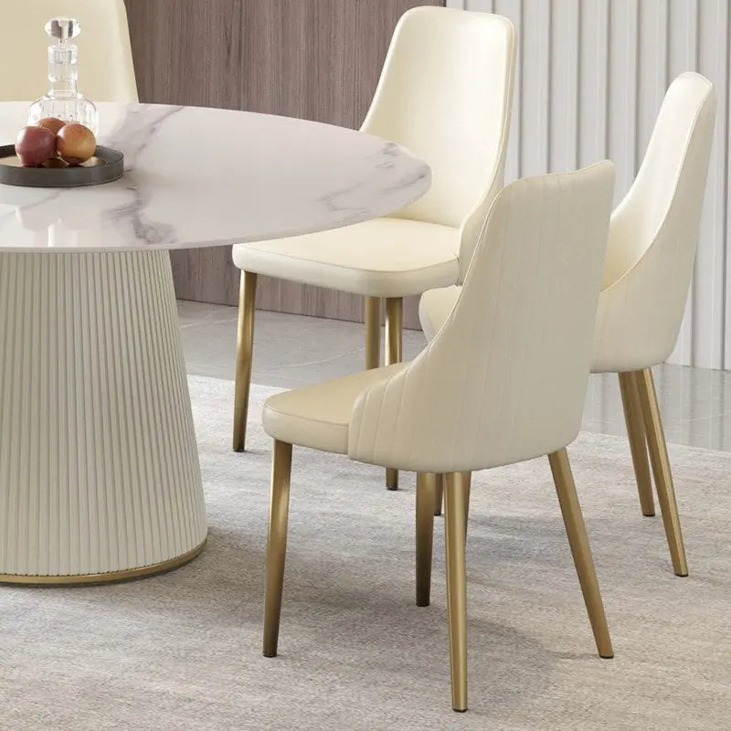 Sillas de comedor modernas de piel sintética en blanco crema (juego de 2) - N/A