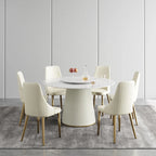 Sillas de comedor modernas de piel sintética en blanco crema (juego de 2) - N/A