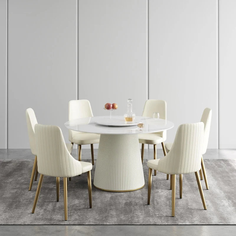 Sillas de comedor modernas de piel sintética en blanco crema (juego de 2) - N/A