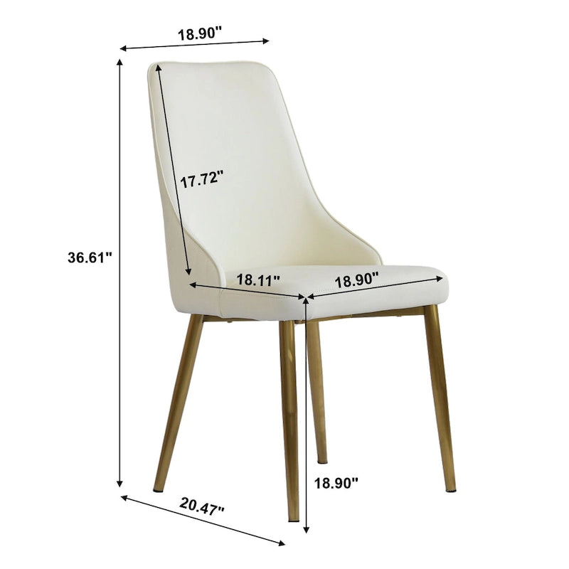 Sillas de comedor modernas de piel sintética en blanco crema (juego de 2) - N/A