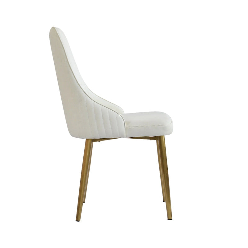 Sillas de comedor modernas de piel sintética en blanco crema (juego de 2) - N/A