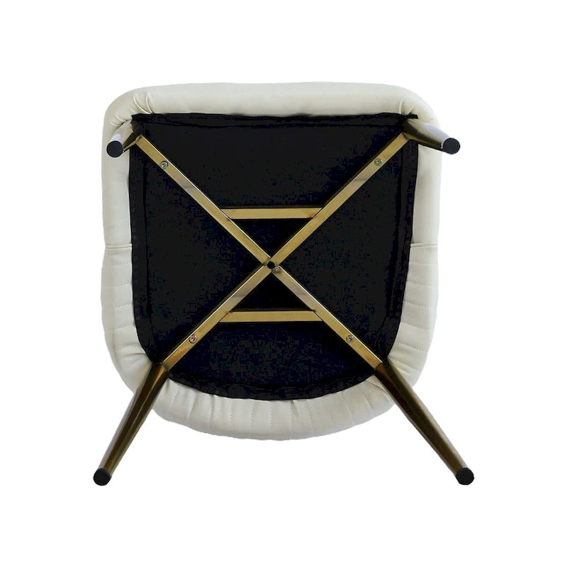 Sillas de comedor modernas de piel sintética en blanco crema (juego de 2) - N/A