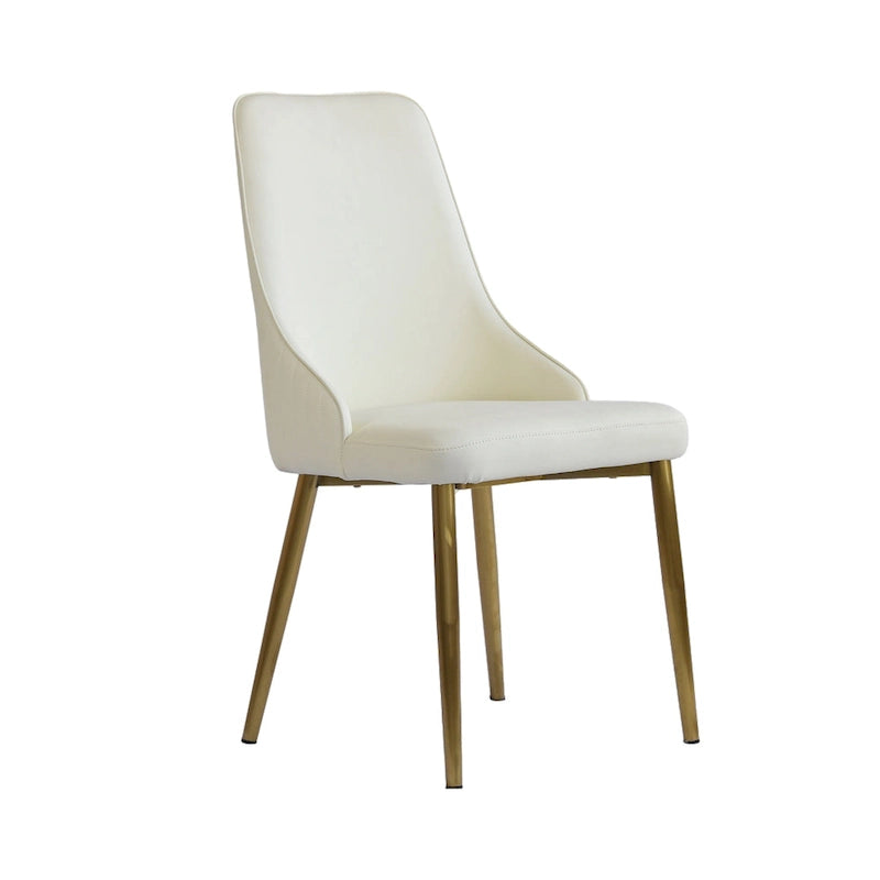 Sillas de comedor modernas de piel sintética en blanco crema (juego de 2) - N/A
