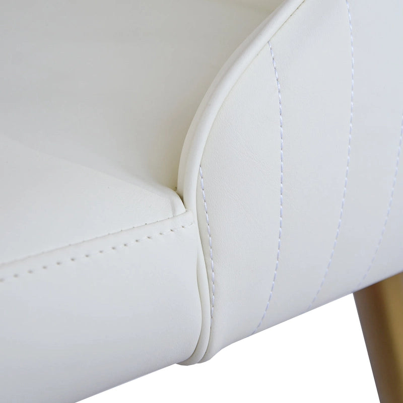 Sillas de comedor modernas de piel sintética en blanco crema (juego de 2) - N/A