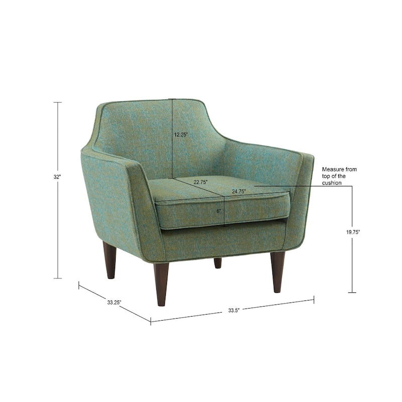 Sillón decorativo moderno de mediados de siglo azul/verde
