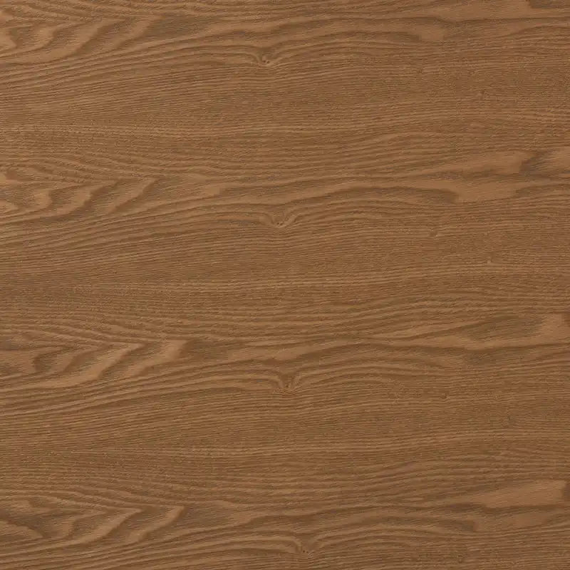 Mesa de comedor de madera de caucho con acabado marrón de roble francés de mediados de siglo.