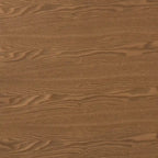 Mesa de comedor de madera de caucho con acabado marrón de roble francés de mediados de siglo.