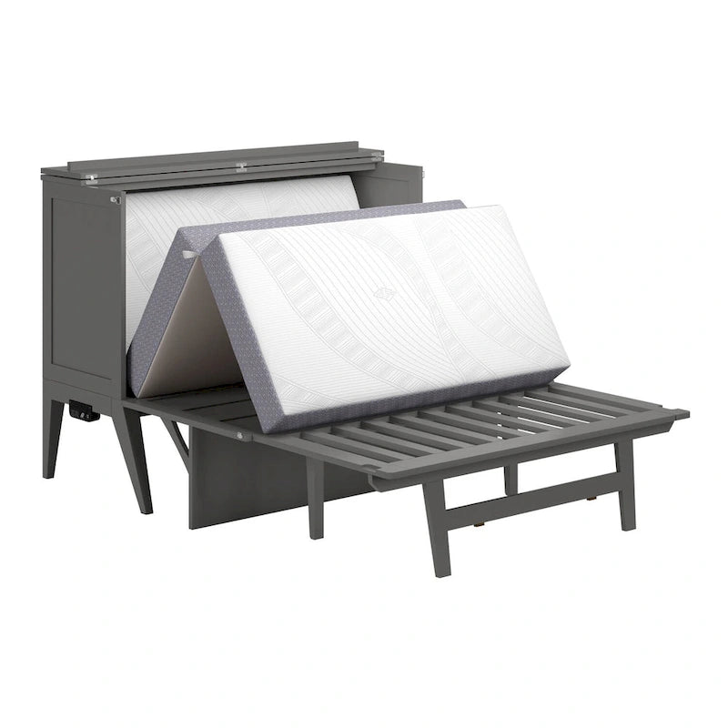 Escritorio con cama plegable Murphy completa en gris