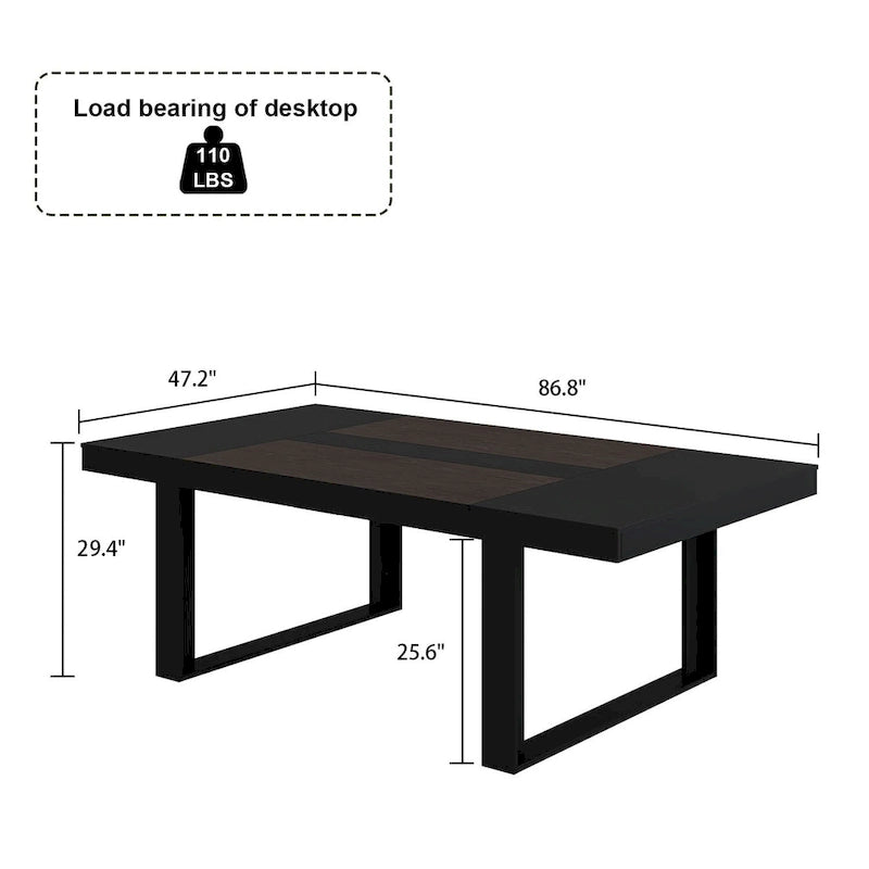 Mesa de conferencias para oficina de 86.6 pulgadas de ancho x 47.2 pulgadas de profundidad con base de madera