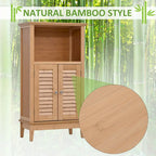 Armario de Suelo de Bambú, Mueble de Almacenamiento para Baño o Sala de Estar con Múltiples Estantes y Puertas, Natural