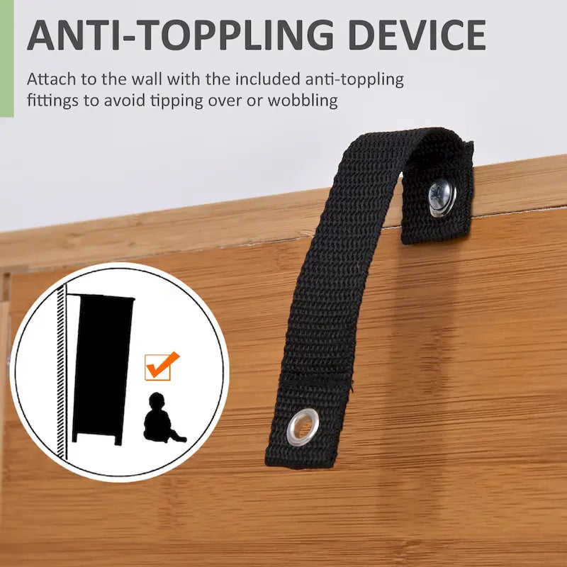 Armario de Suelo de Bambú, Mueble de Almacenamiento para Baño o Sala de Estar con Múltiples Estantes y Puertas, Natural