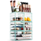 Estuche organizador de maquillaje y joyas con 12 cajones y 16 compartimentos - Juego de 4 piezas