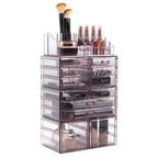 Estuche organizador de maquillaje y joyas con 12 cajones y 16 compartimentos - Juego de 4 piezas