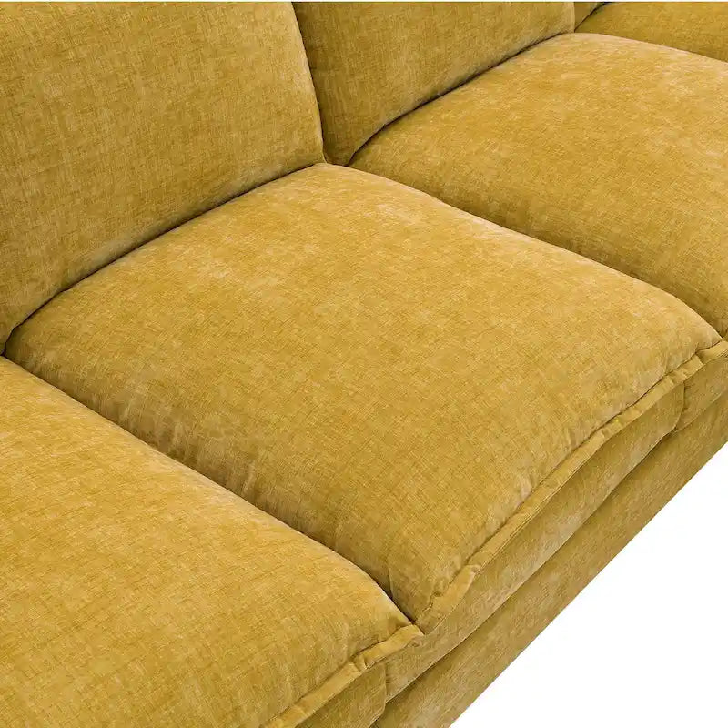 [VIDEO proporcionado][Nuevo]Sofá en forma de L moderno de chenilla de 118*55 con cojines de asiento dobles, mueble tapizado de interior de 5 plazas,S