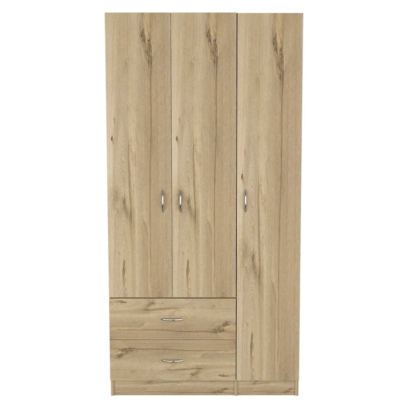 3 puertas con cajones, estantes y barra para colgar - N/A