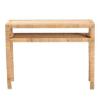 Mesa Consola de Ratán Color Miel Claro y Madera de Acacia