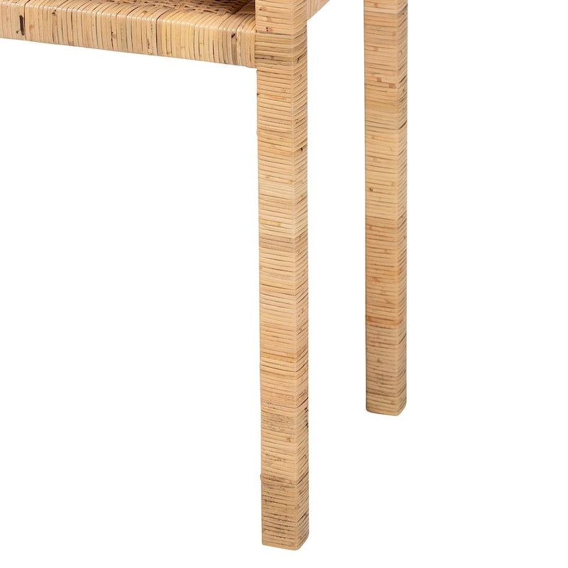 Mesa Consola de Ratán Color Miel Claro y Madera de Acacia