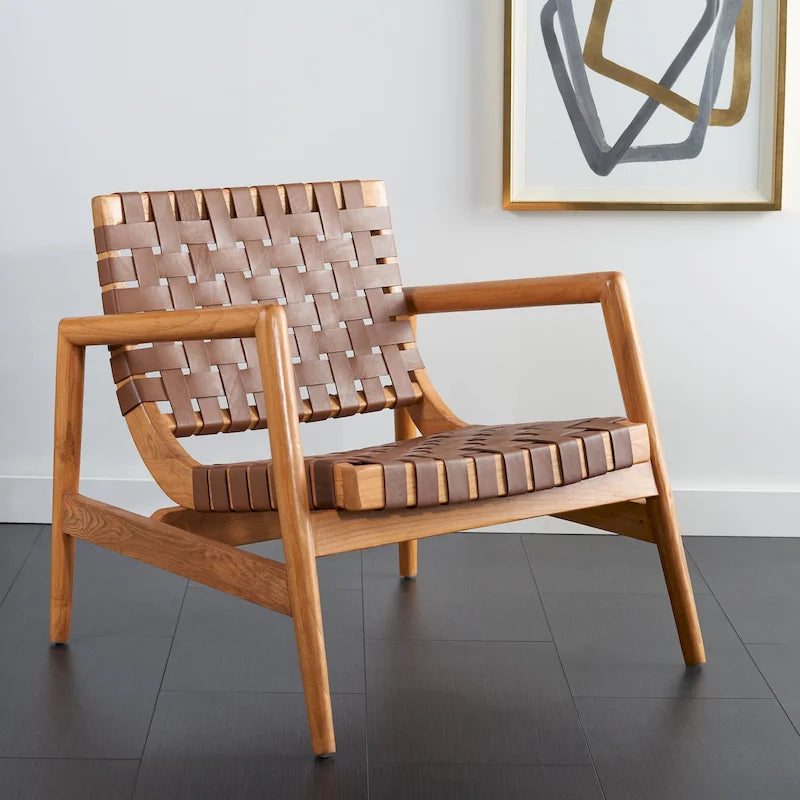 Sillón decorativo de cuero tejido - 30 A x 28 P x 28 Al - 30Ax28Px28Al