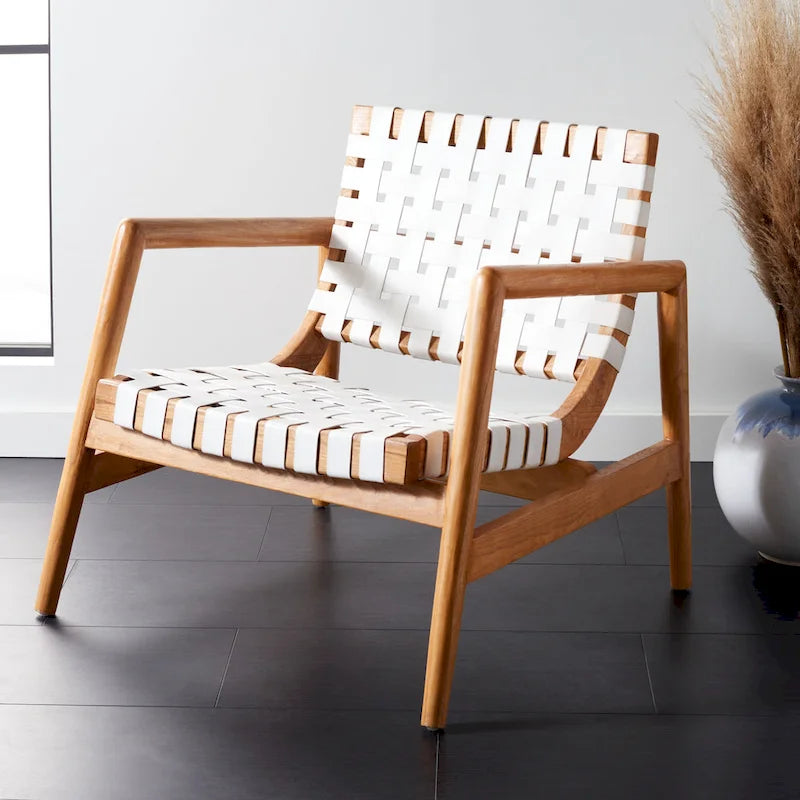 Sillón decorativo de cuero tejido - 30 A x 28 P x 28 Al - 30Ax28Px28Al