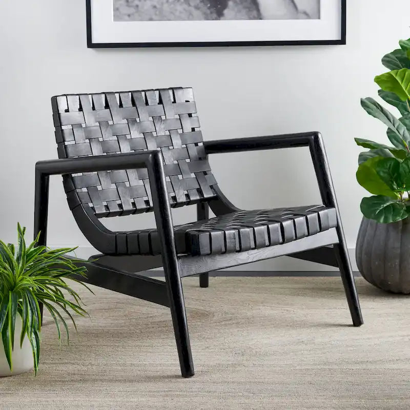 Sillón decorativo de cuero tejido - 30 A x 28 P x 28 Al - 30Ax28Px28Al