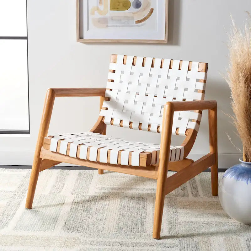 Sillón decorativo de cuero tejido - 30 A x 28 P x 28 Al - 30Ax28Px28Al