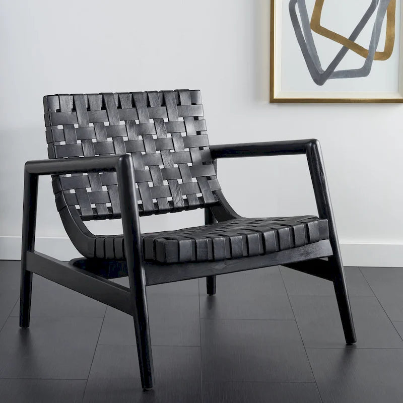 Sillón decorativo de cuero tejido - 30 A x 28 P x 28 Al - 30Ax28Px28Al