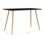 Mesa de comedor negra y roble 120x60x74 cm MDF