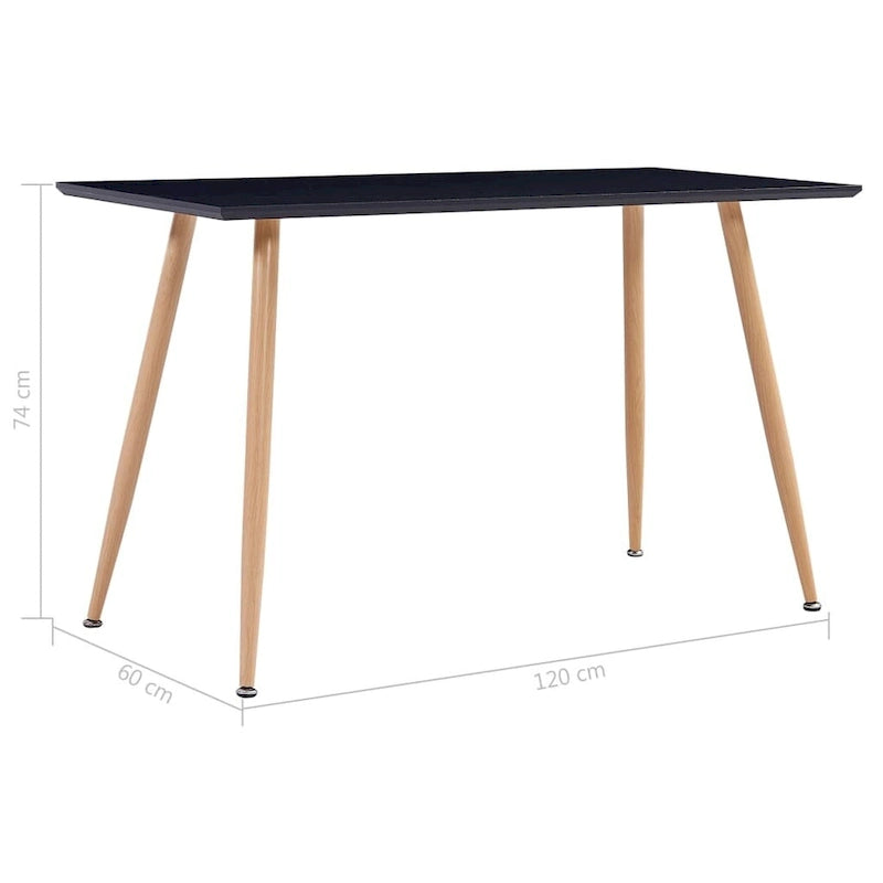 Mesa de comedor negra y roble 120x60x74 cm MDF