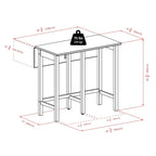 Mesa con alas abatibles de 3 piezas y taburetes altos con respaldo en V, Nogal