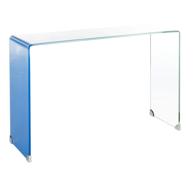 Mesa Consola de Cristal Ombré - Transparente/Azul - 43.3 x 13.8 x 29.5 - 43Ax14Px30Al